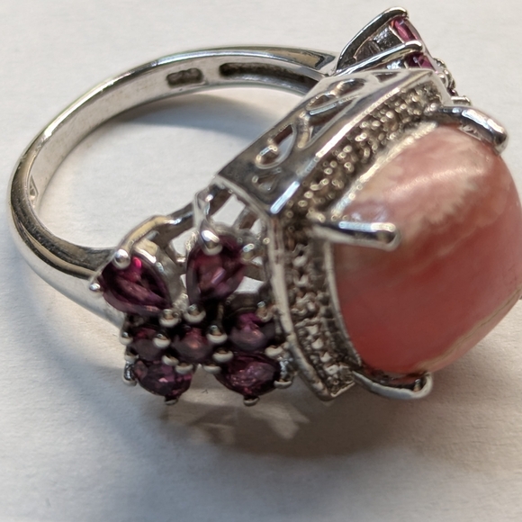 Vintage Rhodochrosite silver ring sz 7 - Picture 6 of 10